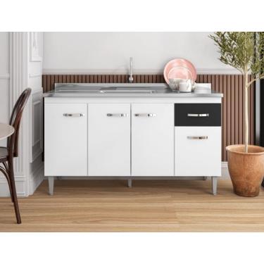 Imagem de Balcão Gabinete p/ Pia Gabriela com tampo 150 cm AJL Móveis - Flex