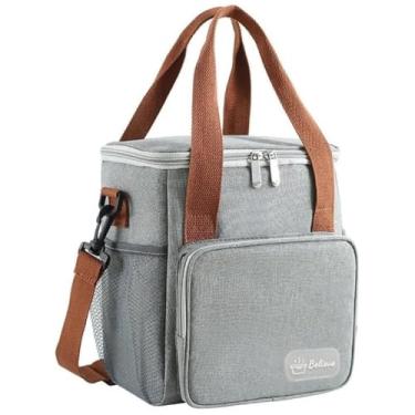 Imagem de Bolsa Térmica Grande para Marmita Dois Compartimentos Espaçosa e Resistente Ideal para Trabalho Escola Faculdade e Passeios Premium (Cinza)