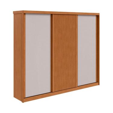 Imagem de Guarda-Roupa Casal Ollie sem Pés 3 Portas 6 Gavetas Amêndoa e Off White