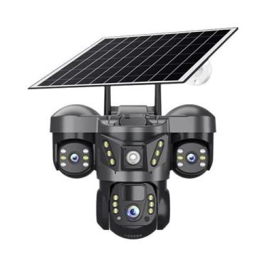 Imagem de Câmera IP Solar De Três Lentes 15MP 4G Wifi Externa PTZ Visão Noturna 