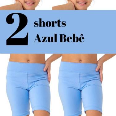 Imagem de Kit com 2 Shorts infantis- JinkingStore para meninas lisa básica, Azul