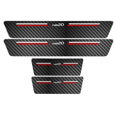 Imagem de Kit Soleira Protetora Porta Premium Red Carbono - HB20 - Jhow Adesivos