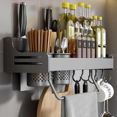 Imagem de Porta Temperos Parede, Prateleira Cozinha, Prateleira para organizar organizador rack, Suporte Utensílios Talheres, Facas, Panos e Temperos