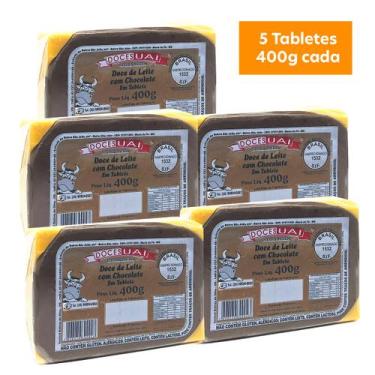 Imagem de Kit com 5 Doces de Leite c/ Chocolate Tablete Doces Uai 400g