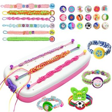 Imagem de NIUBER Kit de fabricação de pulseiras da amizade para meninas de 6 a 12 anos, kits de joias DIY, presente criativo para crianças, kit de pulseiras com miçangas (rosa, 112 peças)