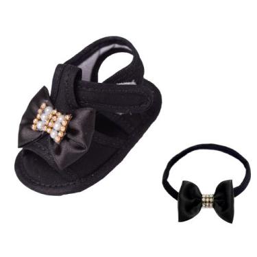Imagem de Sapatinho Bebê Menina Sandália E Faixa de Cetim Ref.192 - Galera do Pe