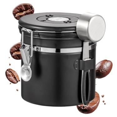 Imagem de Rrlihjgu Coffee Canister,Frasco Hermético Para Armazenamento De Grãos De Café - Organizador De Alimentos, Pote De Aço Inoxidável Com Marcador De Data Para Cozinha Restaurante Padaria Cafeteria