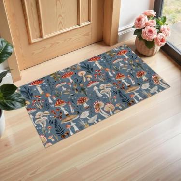 Imagem de Ti Caldi Tapete de porta interior de cogumelo fofo, 29,5 × 17 pol, bem-vindo, não tecido, capachos encantadores para entrada, cozinha, quarto, tapete antiderrapante não tecido para decoração de casa