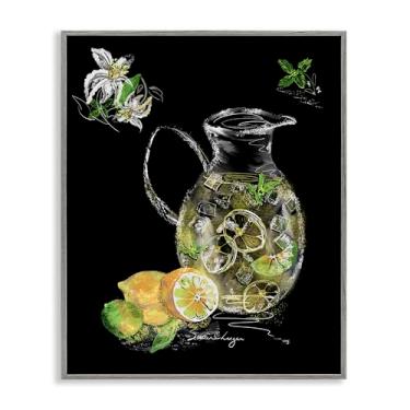 Imagem de Stupell Industries Iced Lemonade Pitcher Gray Framed Giclee Art Design por Susan Lugar, 14 x 11