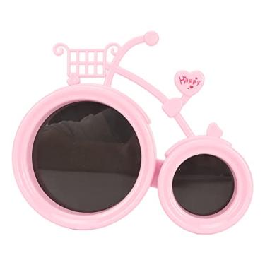Imagem de Moldura de imagem para bebê linda Bicicleta fofa Decoração de moldura dupla para desktop Vidro de plástico rosa 20x16.5x3.3cm