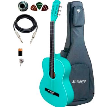 Imagem de Violão Elétrico Giannini Canhoto N14 + Capa Reforçada (TURQUOISE BLUE SATIN)
