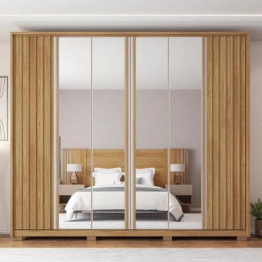 Imagem de Guarda Roupa Casal Bravus 6 Portas de Bater com 4 Espelhos e 4 Gavetas