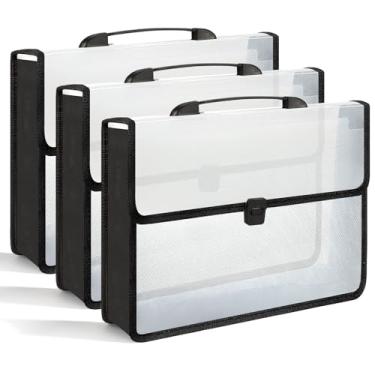 Imagem de Pasta de arquivo expansível A3 28 x 43 cm com alça de pastas expansíveis para documentos, fecho de pressão, preto, horizontal, grande, transparente, organizador, armazenamento para gráficos