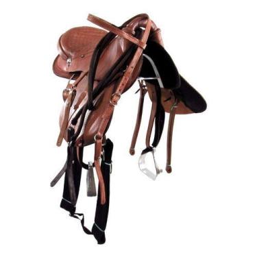 Imagem de Sela Havana De Couro Para Cavalos Em Geral Completinha 16 Polegadas - 