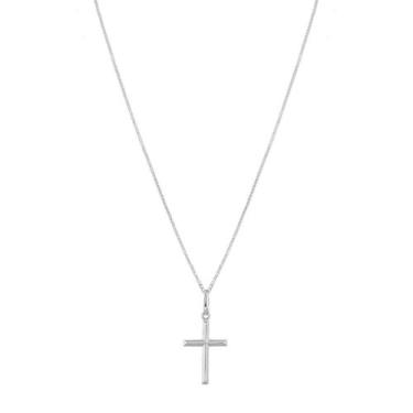 Imagem de Cordão Corrente Masculina Veneziana 70cm Pingente Cruz Crucifixo Prata