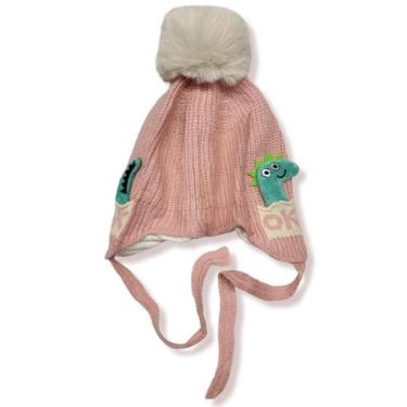 Imagem de Touca Gorro Infantil Com Pelinho Tapa Orelha Inverno Lisa - HR, Rosa, 