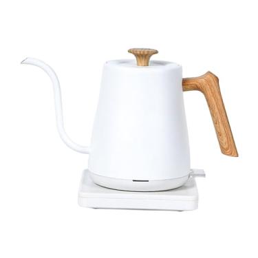 Imagem de ＫＬＫＣＭＳ Chaleira elétrica de aquecimento rápido, prática, portátil, resistente, 0,8 L, aço inoxidável, para preparar chá, despejar café, ferver água quente, Grão de Madeira Branca