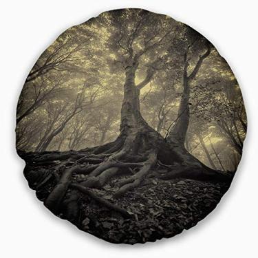 Imagem de Árvore Designart com raízes grandes na paisagem de Halloween, sala de estar, sofá, enchimento de almofada + capa de almofada impressa em ambos os lados 40 cm