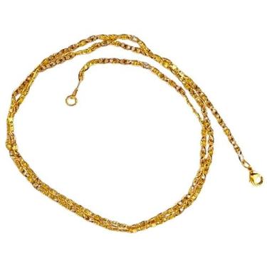 Imagem de Colar Corrente Elos Piastrine Masculino Folheado Em Ouro 18k