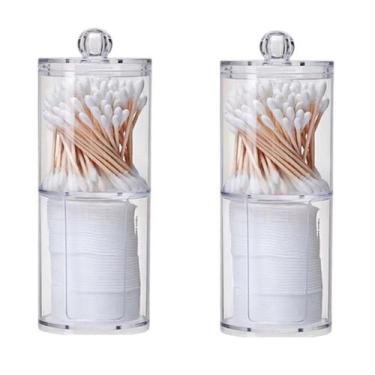 Imagem de Kit 2 Organizador Porta Algodão E Cotonete 2 Em 1 Acrílico Higiene Ban