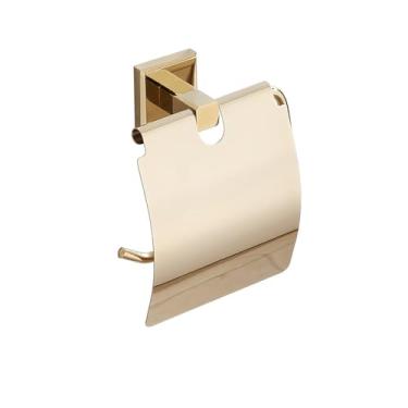Imagem de Acessórios de banheiro quadrados de latão dourado, prateleira para toalhas, suporte para papel higiênico, conjuntos de acessórios de banho de parede, suporte para papel