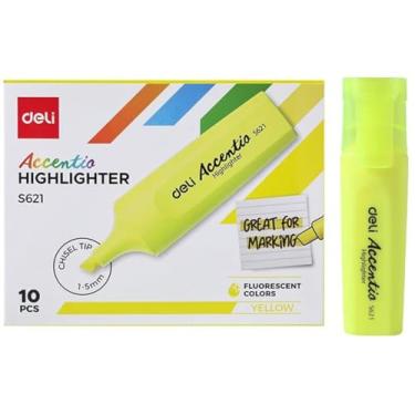 Imagem de Kit de Canetas Marca Texto, Deli, Accent, Flourescente, 1 a 5 mm, Amarela, 10 Unidades