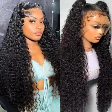 Imagem de Perucas frontais de renda Water Wave Keseyo Human Hair 28" 200% de den