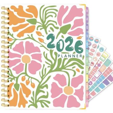 Imagem de Agenda grande 2026 – Organizador semanal e mensal de janeiro de 2026 a dezembro de 2026, livro de planejamento diário de 22,4 x 29 cm com bolso, adesivos e abas para estudantes, escritório, tamanho A4