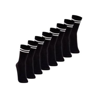 Imagem de Kit com 8 Pares de Meias Esportiva Cano Longo Lupo 3292-009, Preto, 41