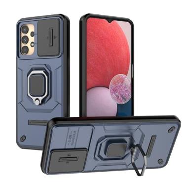 Imagem de SORAKA Capa para Samsung Galaxy A13 5G/4G com suporte de anel e tampa deslizante para câmara capa Samsung A13 com placa metálica para suporte magnético de carro capa de dupla camada em PC e TPU