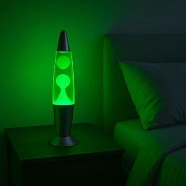 Imagem de Luminária de Mesa Abajur Decorativo Lava Lamp Retrô 34cm com Bolhas Coloridas, Base Prata, 110V/220V(110v,Verde)