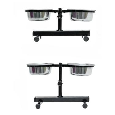 Imagem de Comedouro Elevado AjustáVel Para CãEs De Todos Os Portes, Comedouro Duplo Altura ReguláVel Para Porte P, M, G E Filhotes/Gatos, Para A SaúDe Das ArticulaçõEs(Mini Preto)