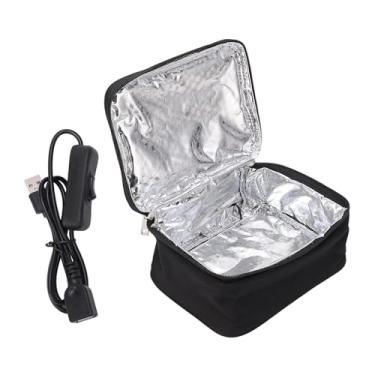 Imagem de KiBcsLic Bolsa aquecedora elétrica para lancheira, bolsa aquecedora para adultos com zíper, aquecedor de alimentos à prova d'água, forno portátil para, Preto
