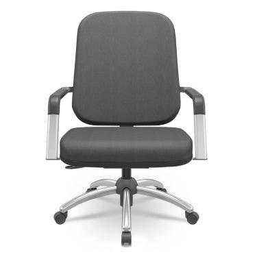 Imagem de Cadeira de Escritório Giratória com Braço Cromada Magno P03 Crepe Preto - Lyam Decor