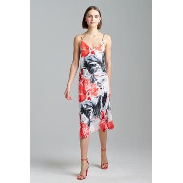 Imagem de N Natori Vestido feminino Sunset Palm Slip Comprimento 119 cm, Preto/branco, GG