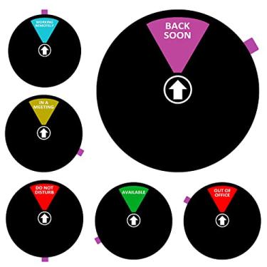 Imagem de Placa de porta de escritório, 15 cm, não perturbe, disponível, em breve, em uma reunião, fora do escritório, símbolo de trabalho remoto, placa de porta magnética para espaço de trabalho, sala de