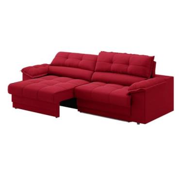 Imagem de Sofá Reclinável Retrátil USB Mimo 2,50m Vermelho Netsofas