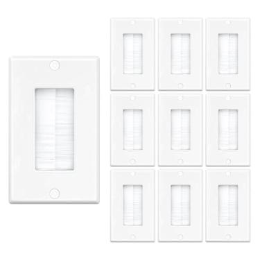 Imagem de ZOERAX Placa de parede com escova decora, pacote com 10, cabo de placa de parede única para fios de baixa tensão, ocultador de cabos para TV de montagem na parede