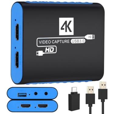 Imagem de Cartão de captura para OBS Twitch Game Live Streaming e Gravação com 4K Pass-Through, USB3.0 1080P 60FPS HDMI Capture Cam Link para Switch, PS4/5, Xbox, DSLR, Compatível com Windows/Mac