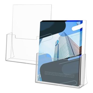 Imagem de TOWEBOORY Pacote com 2 porta-folhetos de acrílico 23 x 28 cm, suporte de literatura de acrílico transparente, suporte de exibição de folheto de plástico para revistas, panfletos, folhetos, cardápios,