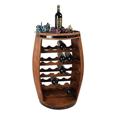 Imagem de YAYA2021-SHOP Armário de vinho independente em barril de madeira para vinho, organizador de prateleira de armazenamento de vinho para bar de vinho, decoração de casa moderna (tamanho: pequeno)