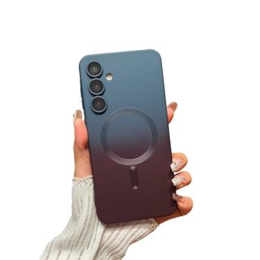 Imagem de Doowear Capa magnética compatível com Galaxy A55 5G [suporta carregador Magsafe] protetor de lente de câmera sem fio gradiente à prova de choque capa de telefone de borracha de silicone para Samsung