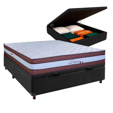 Imagem de Cama Box Bau + Colchão Casal Molas Ensacadas Legaccy Paropas