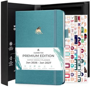 Imagem de Clever Fox Agenda Semanal Premium 2025 com Rastreador de Hábitos e Lista de Tarefas (Água-Marinha) - Planner A5 (5.8'' x 8.3'') - 2021