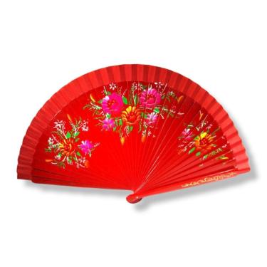 Imagem de Ventilador dobrável ABANIC WOOD RED FLOWER AN41 com 20,5 cm de altura