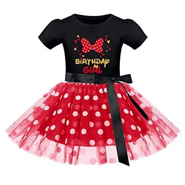 Imagem de IMEKIS Roupa de aniversário infantil para bebês meninas, vestido de bolinhas, faixa de cabeça de bolo, Halloween, cosplay, fantasia, sessão de fotos 1-6 anos, Preto - laço, 4T