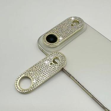 Imagem de GSRYPC Pacote com 2 protetores de lente de câmera com glitter para iPhone 17 Air-Gold, Metal Bling Diamond Protetor de adesivo para lente de câmera (para iPhone 17Air-Gold)