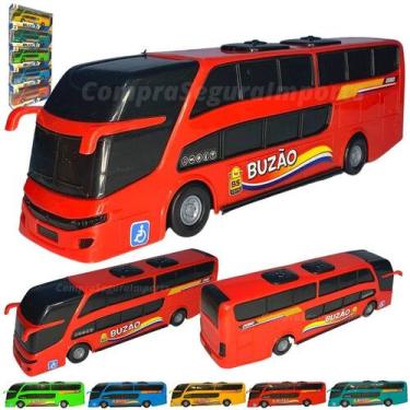 Imagem de Ônibus De Brinquedo Plástico 24,5cm Buzão Realista - Europio, Vermelho