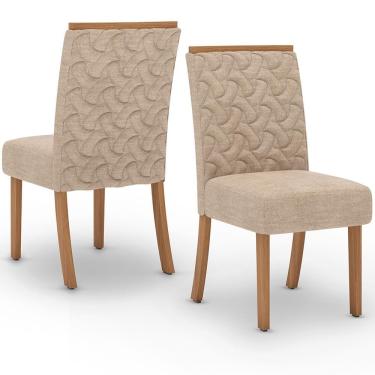 Imagem de Kit 2 Cadeiras Estofadas Sala De Jantar Esther Suede Creme Henn Suede Creme