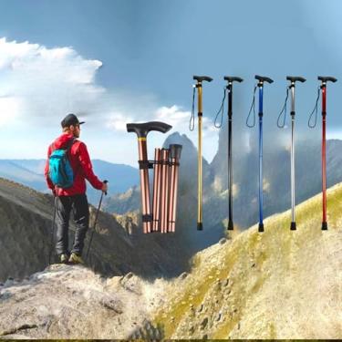 Imagem de Bastões de caminhada leves e dobráveis, bastões ajustáveis com pontas de borracha para caminhadas de acampamento ao ar livre
